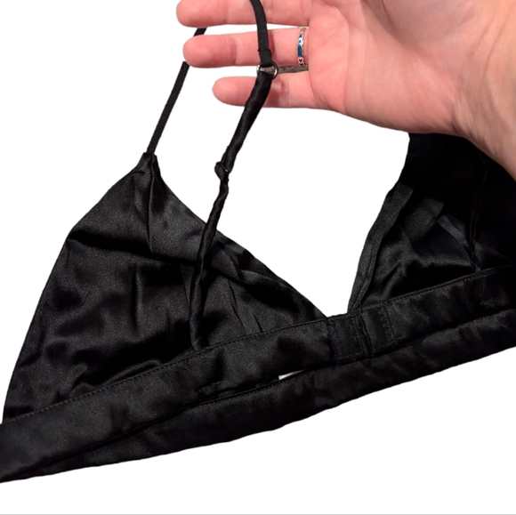 NWOT Silk Silky Mulberry Silk Blend Black Adjustable Strap No Padding Bra - Picture 4 of 7